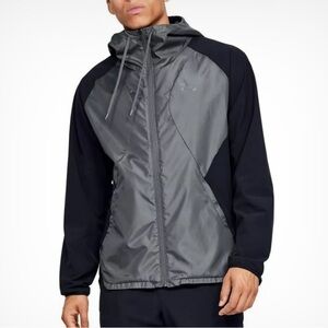 Under Armour Men's UA Stretch Woven Hooded Jacket Size M Gray/Black
